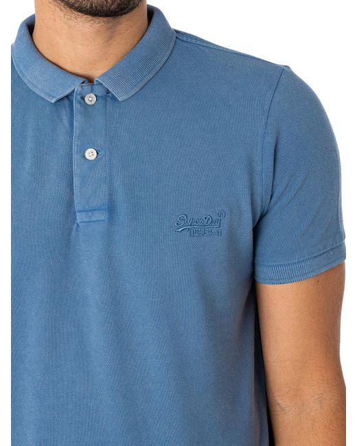 Superdry Blue Vint Destroy Polo Shirt for men