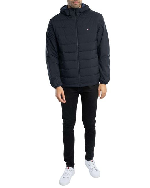 Tommy Hilfiger Blue Mix Quilted Hooded Jacket for men