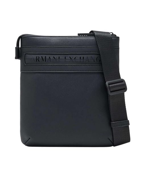 ARMANI EXCHANGE Black Flat Crossbody Bag for men