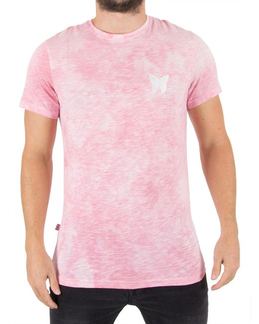 Good For Nothing Pink Acid Wash Logo T-shirt for men