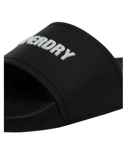 Superdry Black Premium Graphic Pool Sliders for men