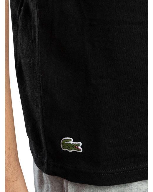 Lacoste Black 3 Pack Crew Lounge T-shirts for men