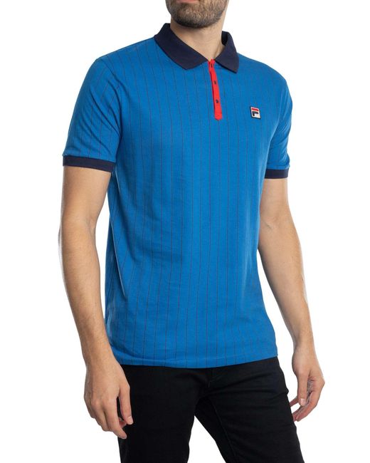 Fila Blue Bb1 Classic Vintage Striped Polo Shirt for men