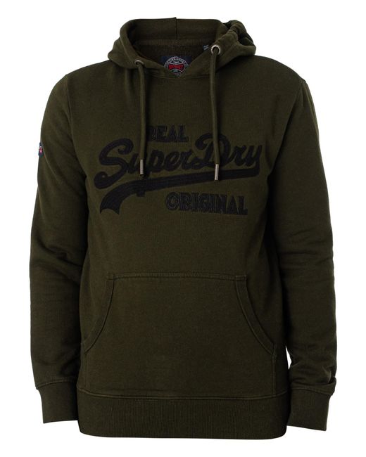 Superdry Black Embroidered Pullover Hoodie for men