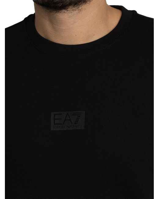 EA7 Black Back Box Logo Sweatshirt for men