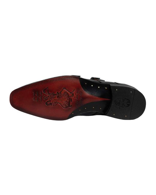 Jeffery West Black Leather Monk Shoes for men