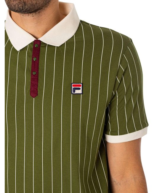 Fila Green Classic Vintage Striped Polo Shirt for men