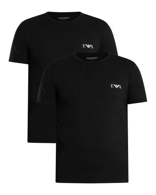 Emporio Armani Black 2 Pack Lounge Badge Fitted T-shirt for men