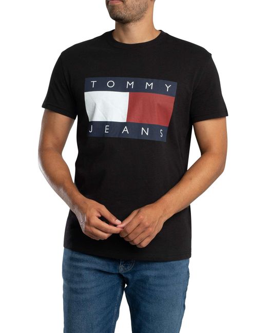 Tommy Hilfiger Black Regular Big Flag T-shirt for men
