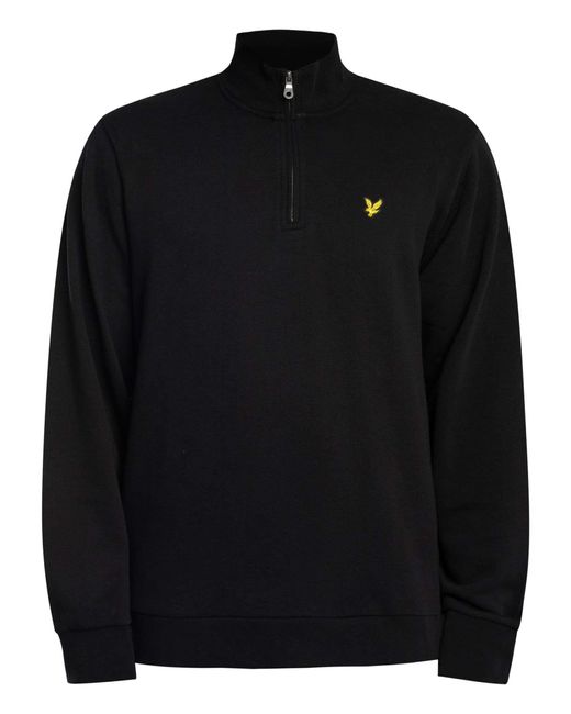 Lyle & Scott Black Loopback Quarter Zip Sweatshirt for men