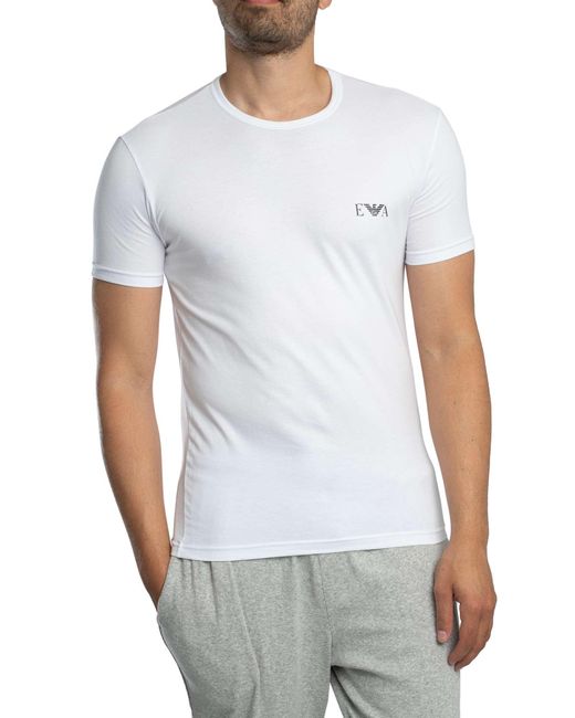 Emporio Armani White 2 Pack Lounge Crew Neck T-shirt for men