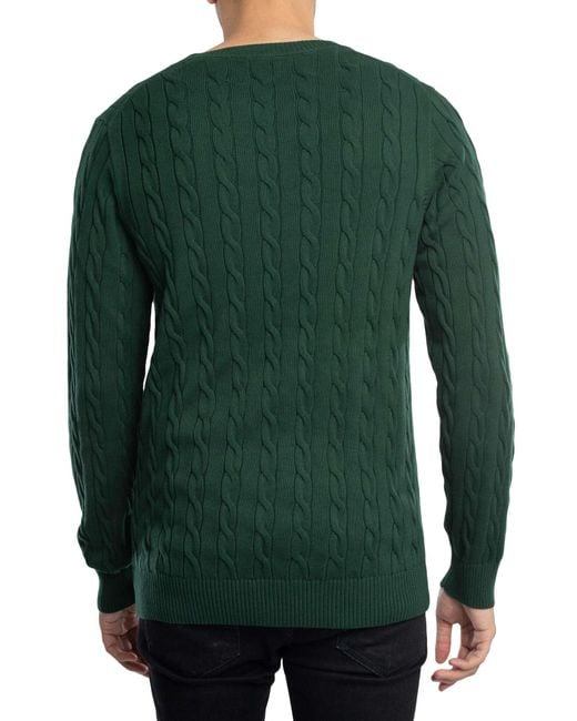 Gant Green Cotton Cable Sweatshirt for men