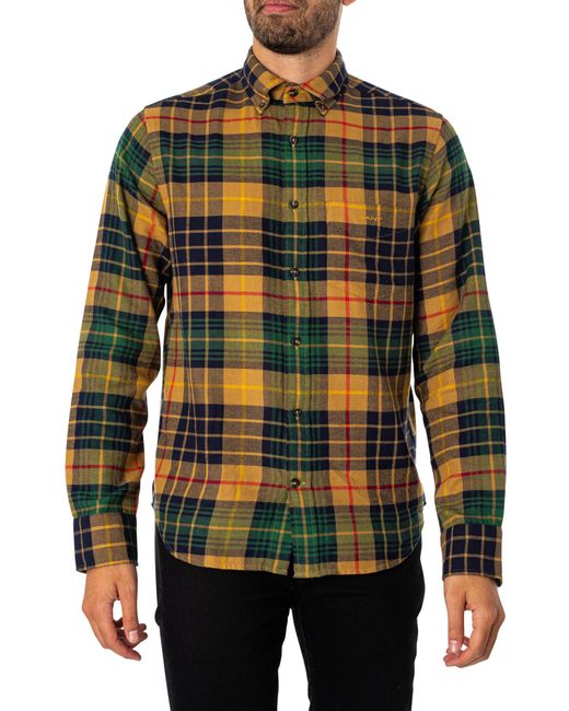 Gant Black Regular Plaid Flannel Check Shirt for men