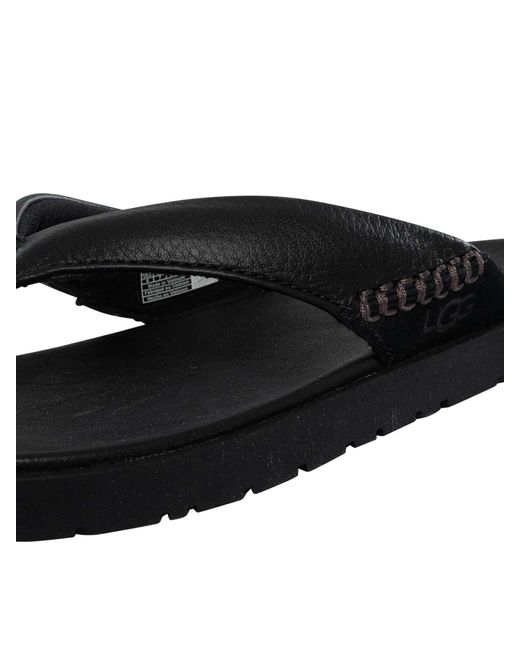 Ugg Black Seaside Ii Leather Flip Flop for men