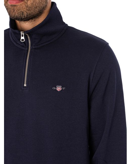 Gant Blue Regular Shield 1/4 Zip Sweatshirt for men