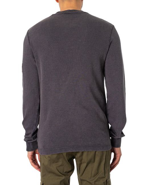 Calvin Klein Gray Washed Badge Waffle Longsleeved T-shirt for men