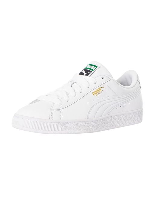 PUMA White Basket Classic Leather Trainers for men