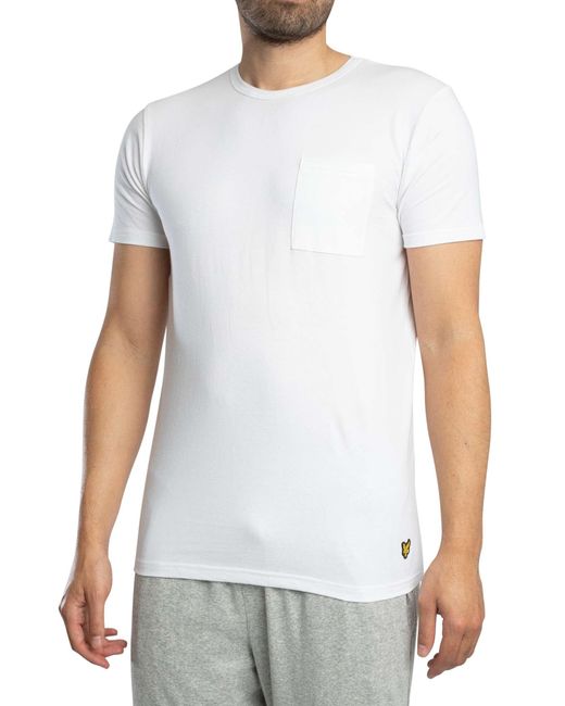 Lyle & Scott White Basic 2 Pack Pocket T-shirt for men