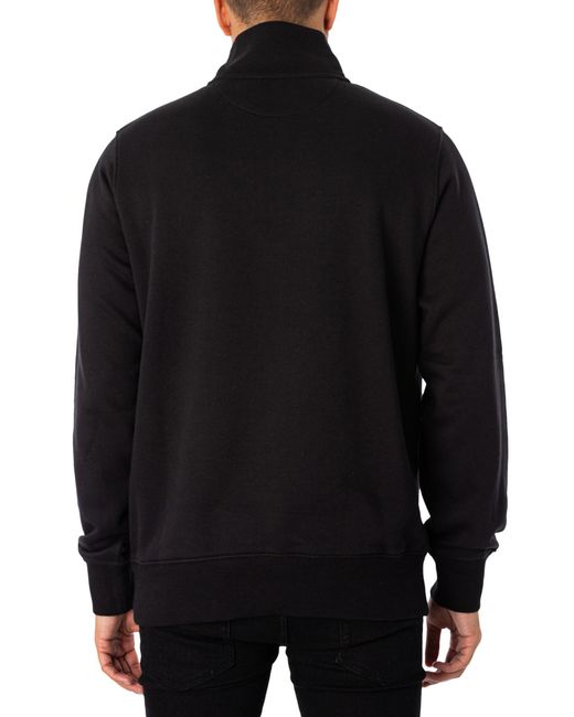 Gant Black Regular Shield 1/4 Zip Sweatshirt for men