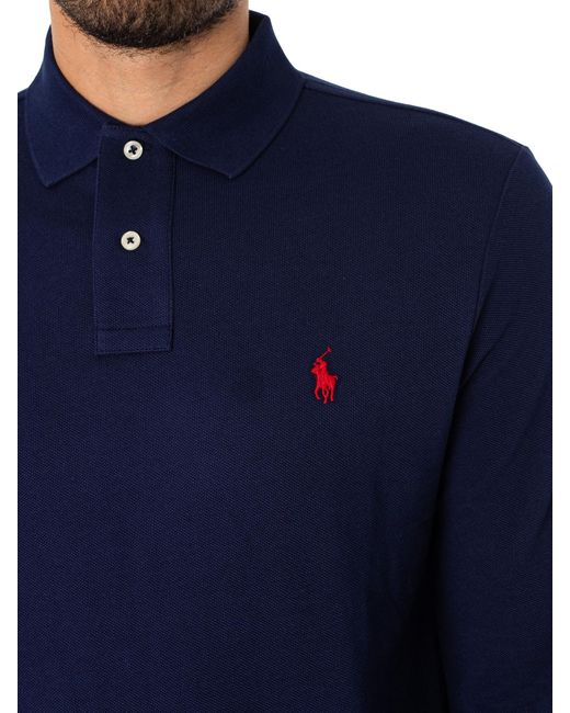 Polo Ralph Lauren Blue Longsleeved Slim Polo Shirt for men
