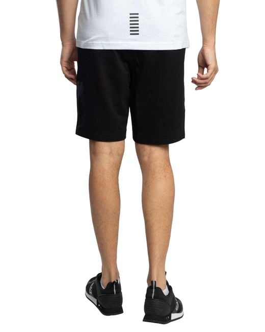 EA7 Black Leg Logo Sweat Shorts for men