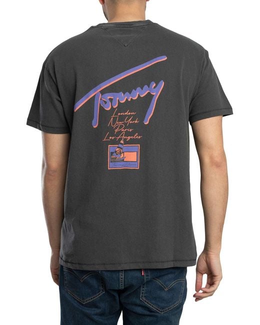 Tommy Hilfiger Gray Relaxed Faded Graphic T-shirt for men