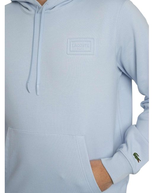 Lacoste Blue Embossed Branding Pullover Hoodie for men