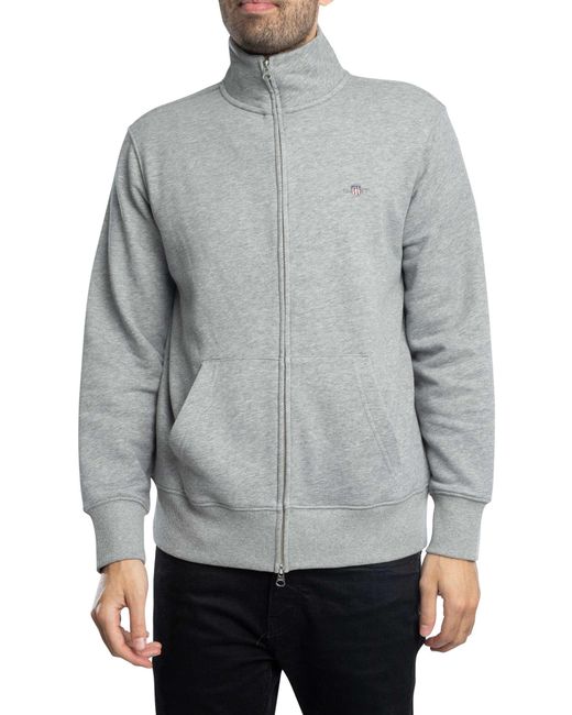 Gant Gray Regular Shield Zip Sweatshirt for men