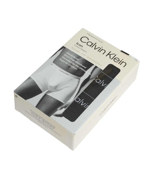 Calvin Klein Black 3 Pack Icon Relaxed Fit Trunks for men