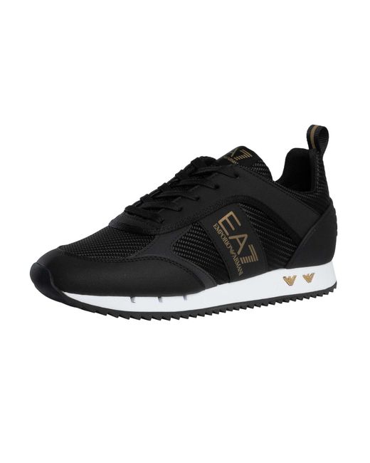 EA7 Black Carbon Mesh Logo Trainers for men