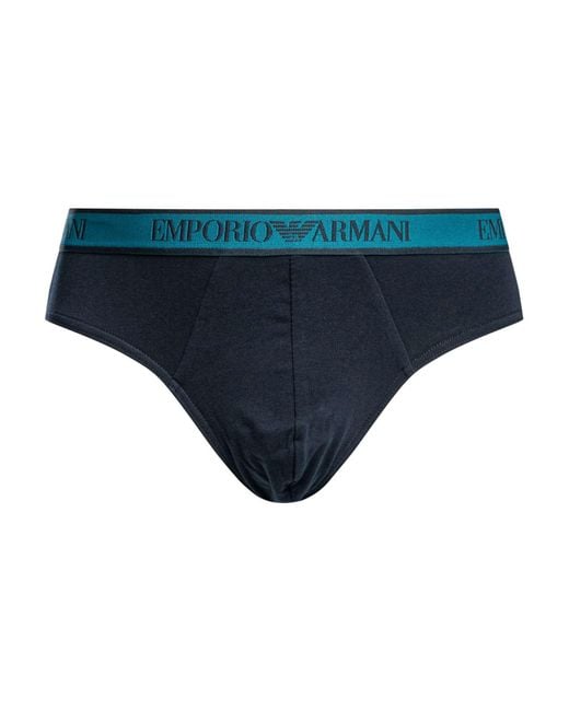 Emporio Armani Blue 3 Pack Cotton Stretch Briefs for men