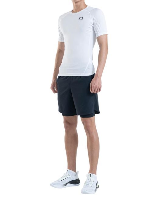 Under Armour White Armour Heatgear Compression Short-sleeve T-shirt for men
