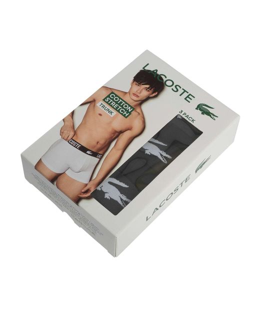 Lacoste Black 3 Pack Trunks for men