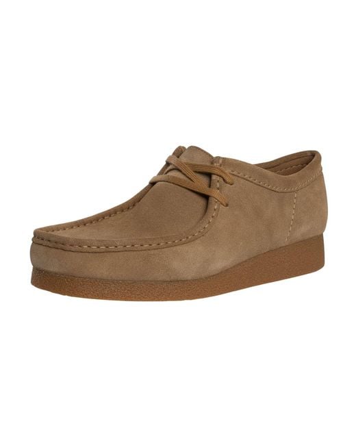 Clarks Brown Wallabee Evo Suede Shoes for men
