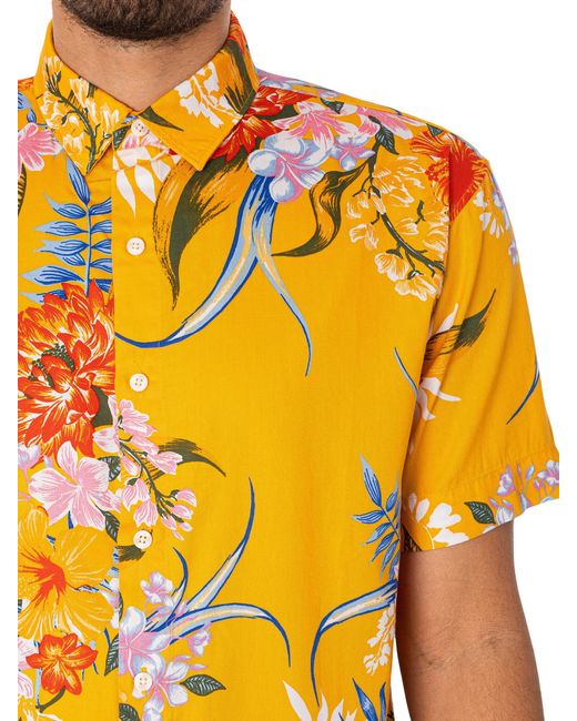 Superdry Orange Hawaiian Short Sleeved Shirt for men