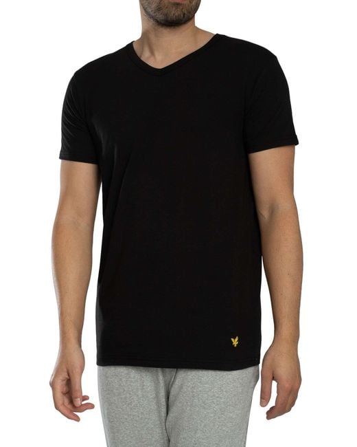 Lyle & Scott Black 3 Pack Basic Lounge V Neck T-shirt for men