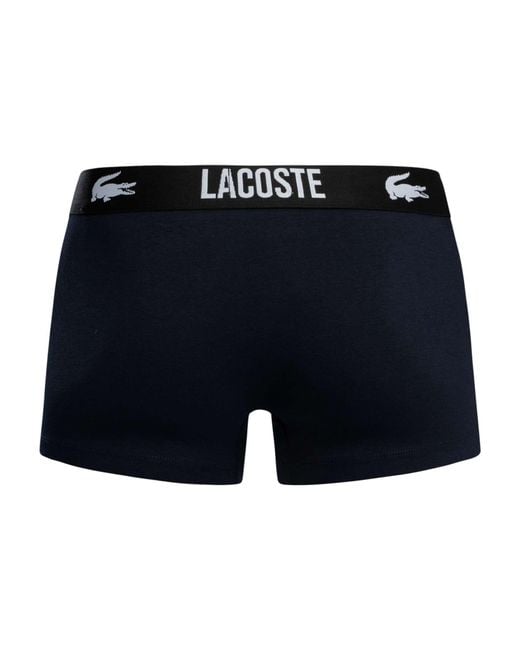 Lacoste Blue 3 Pack Cotton Stretch Trunks for men