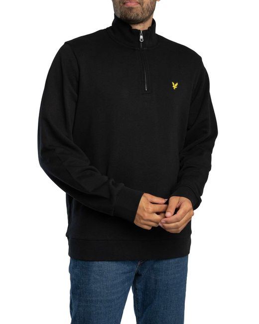 Lyle & Scott Black Loopback Quarter Zip Sweatshirt for men