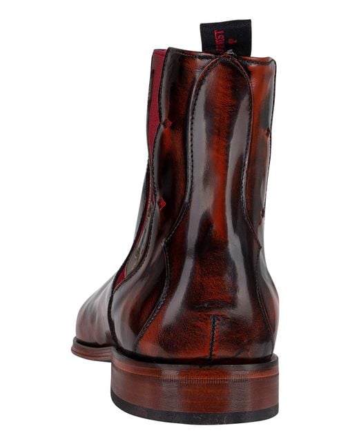 Jeffery West Brown Polished Leather Chelsea Boots for men