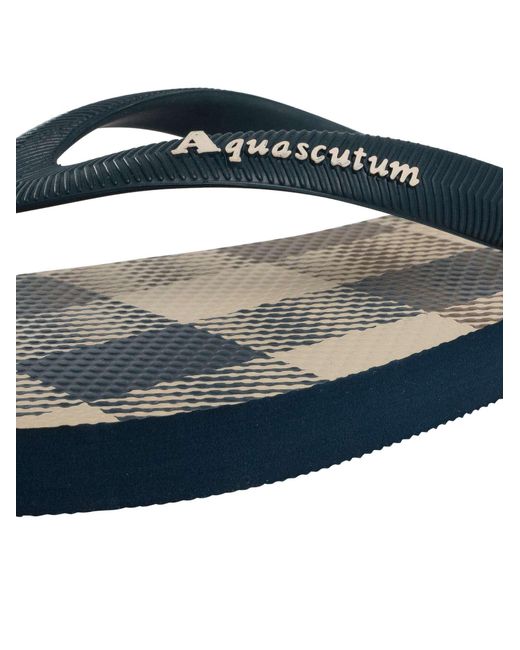 Aquascutum Blue Macro Iconic Flip Flops for men