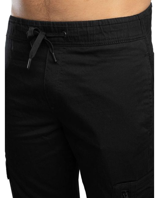 Jack & Jones Black Kane River Tech Cargo Joggers for men