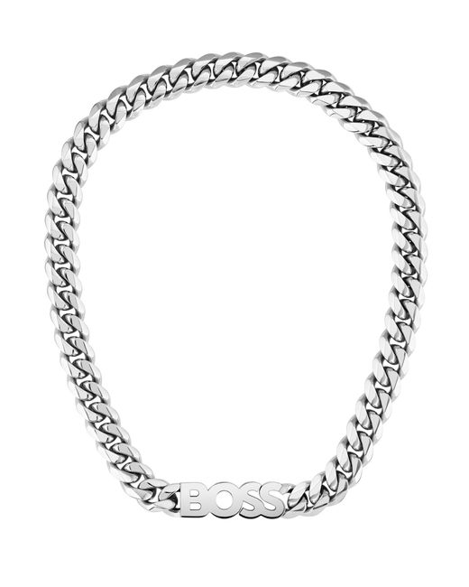 Boss mens chain necklace with embossed pendant in black 1580356 | ASOS