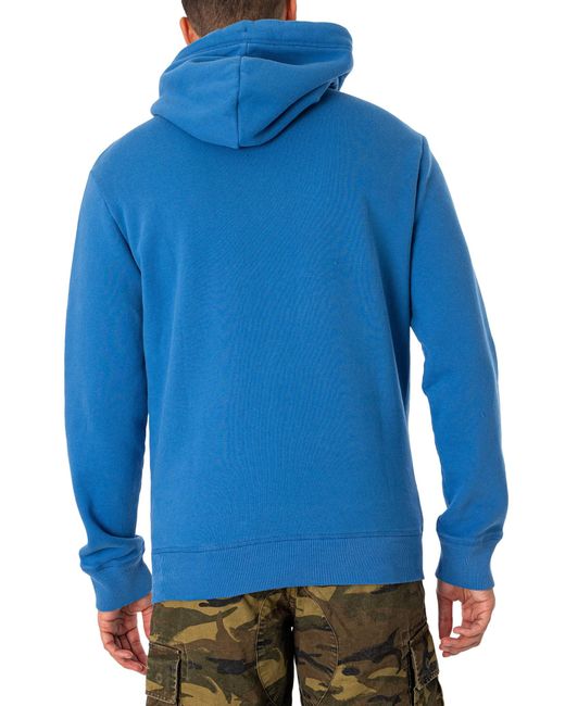 Superdry Blue Essential Logo Pullover Hoodie for men