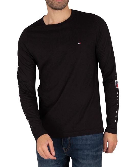 tommy hilfiger black long sleeve t shirt