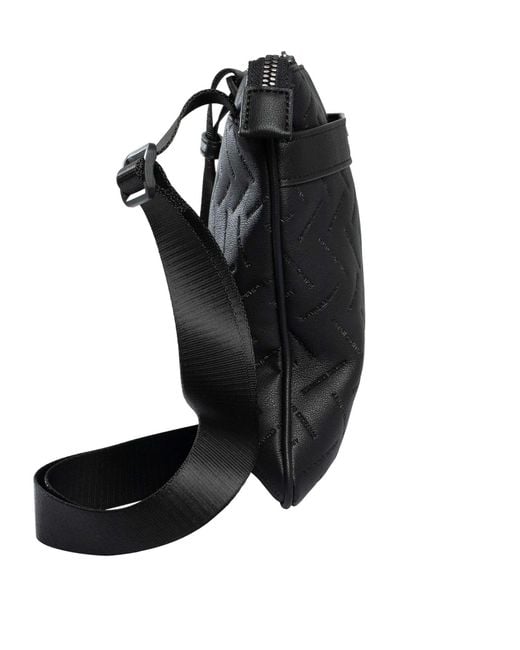 ARMANI EXCHANGE Black Embedded Brand Messenger Bag for men