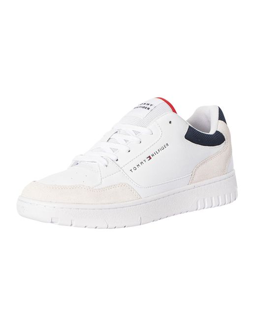 Tommy Hilfiger White Basket Core Leather Trainers for men