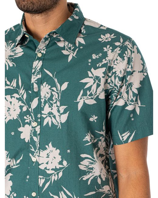 Replay Green Short Sleeved Floral Shirt for men