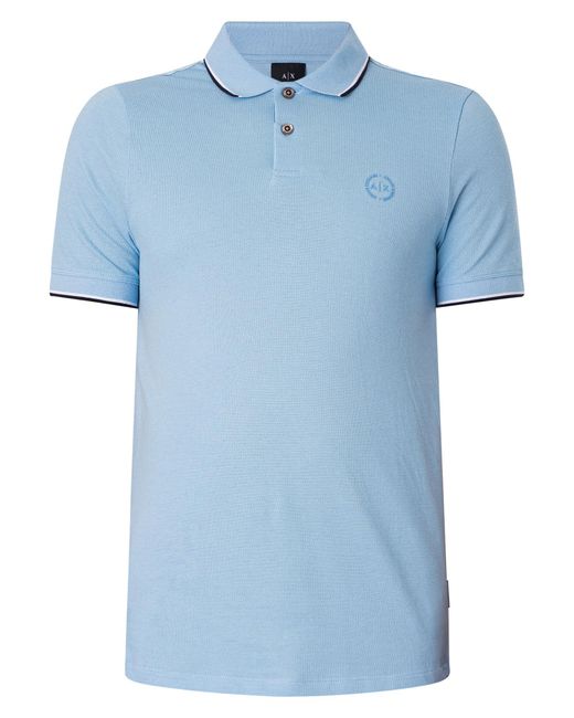 Armani Exchange Blue Circle Logo Polo Shirt for men