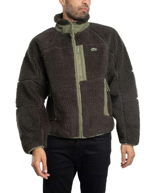 Lacoste Gray Colourblock Fleece Jacket for men