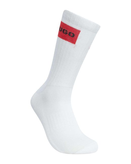 HUGO White 3 Pack Label Quarter Socks for men